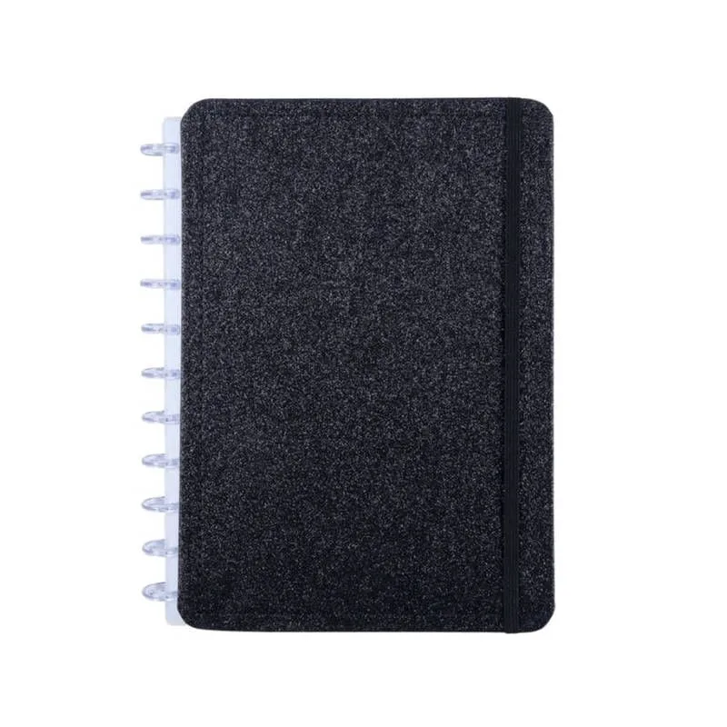 Caderno Shine Preto 80 Folhas Reposicionáveis Capa Dura G - Disko