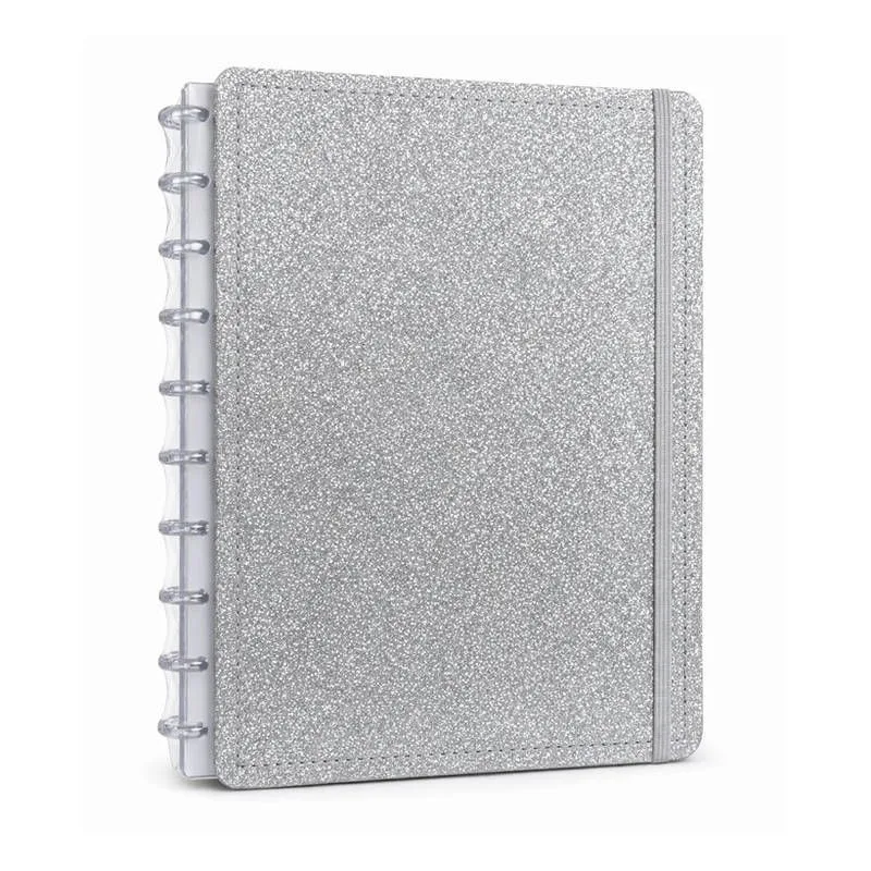 Caderno Shine Prata 80 Folhas Reposicionáveis Capa Dura G - Disko