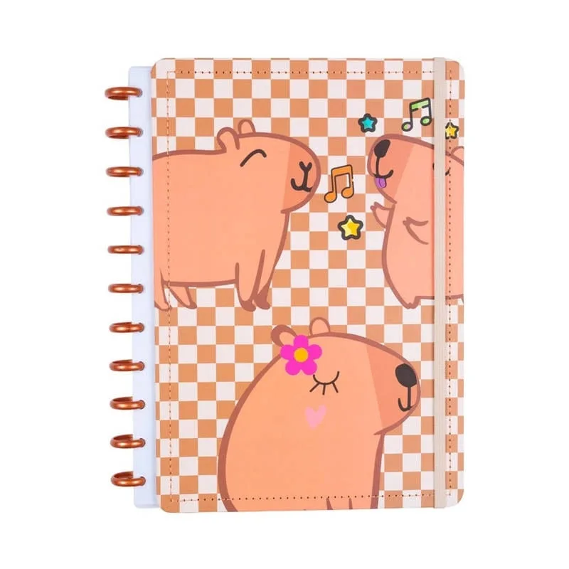 Caderno Capivara Bege 80 Folhas Reposicionáveis Capa Dura G - Disko