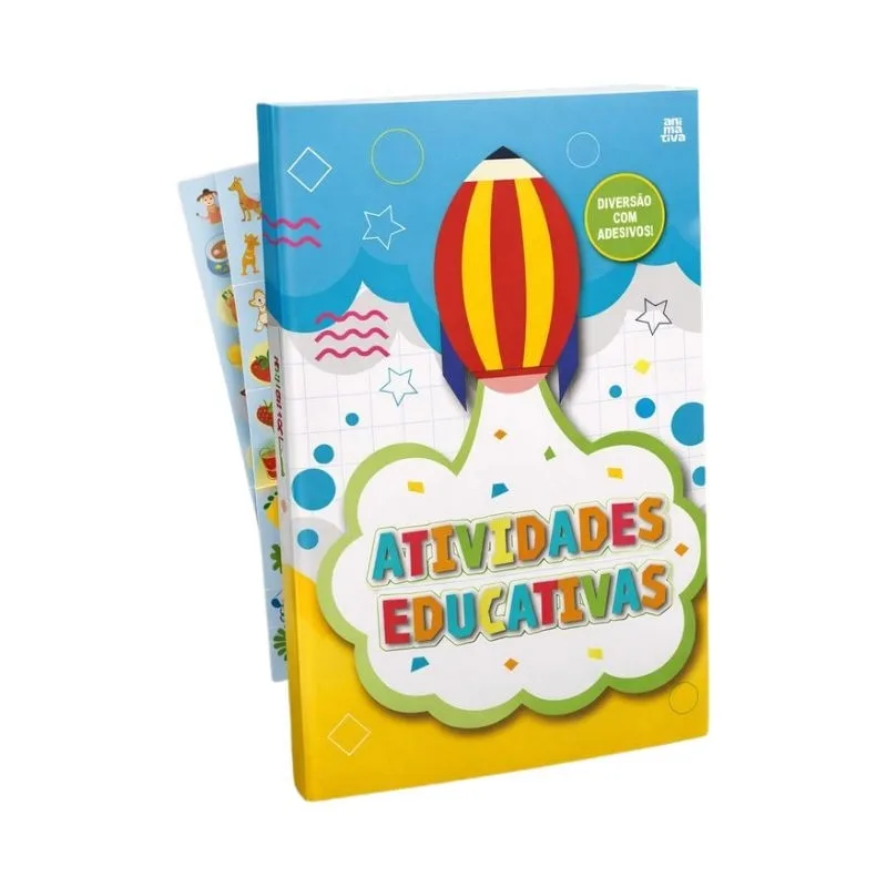 Caderno de Atividades Educativas com 16 Folhas e Adesivos - Animativa