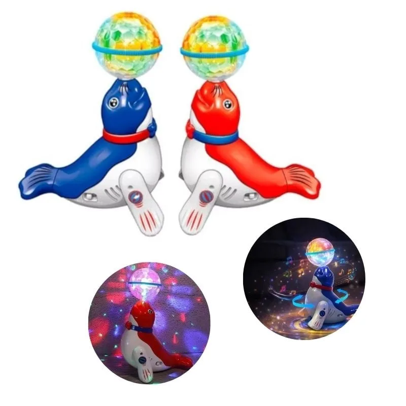 Leão Marinho Dançarino Brinquedo Luz Música Rotação 360° - Dute Toys