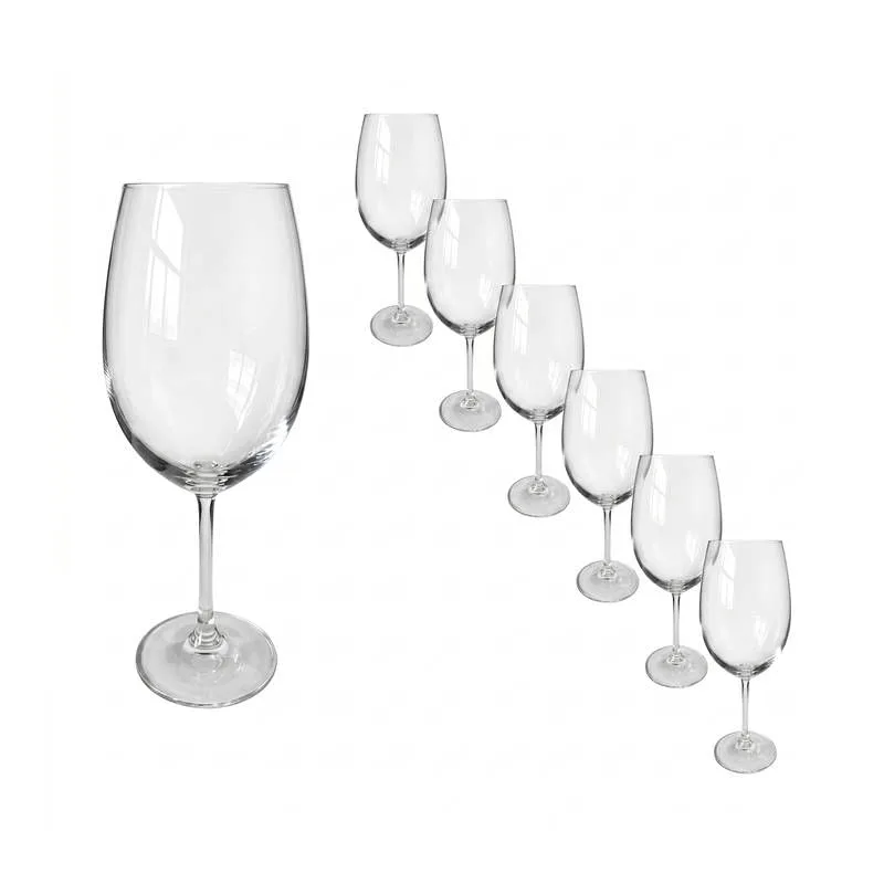 Jogo com 06 Taças de Vidro 615ml Cristal Transparente - FRATELLI