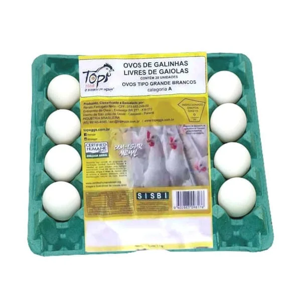 Ovos Top Eggs Galinhas Livres Branco 20 Unidades - GERAL