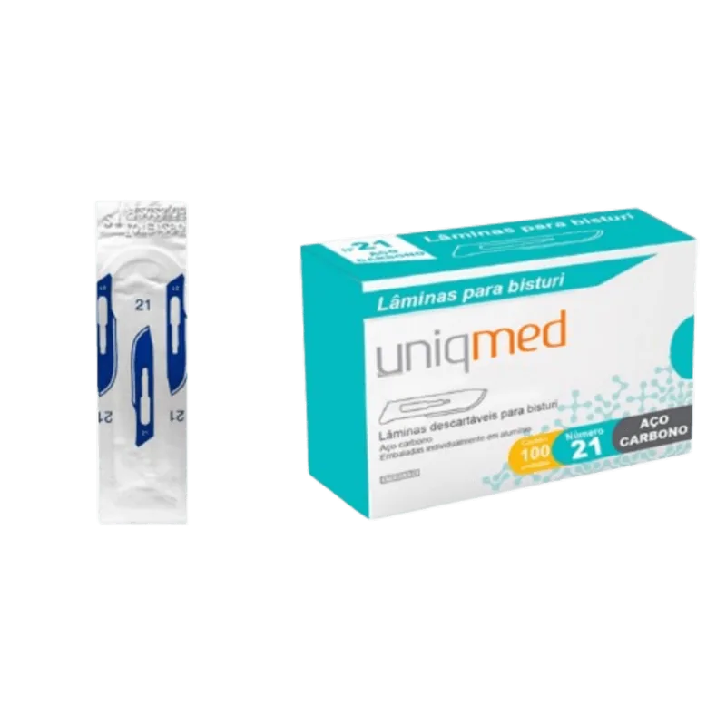 LAMINAS PARA BISTURI AÇO CARBONO UNIQMED KIT DERMAPLANING ACO CARB LAMINAS P BISTURI UNIQMED KIT DERMAPLANING - 21