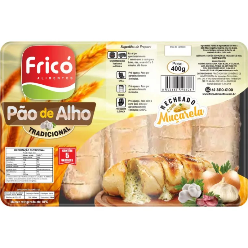 Pão de Alho Fricó Tradicional Bandeja Resfriado 400g