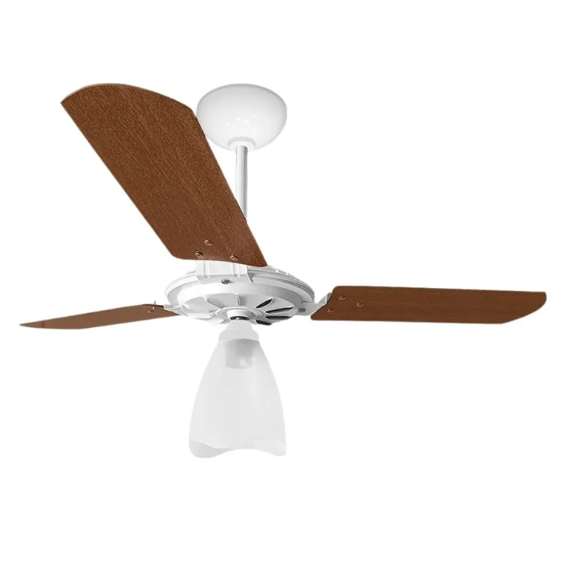 Ventilador de Teto Yris MDF 1 Lâmpada Controle Parede Ventex Ventilador de Teto Yris Branco e Mogno 1 Lâmpada Controle Parede 220V