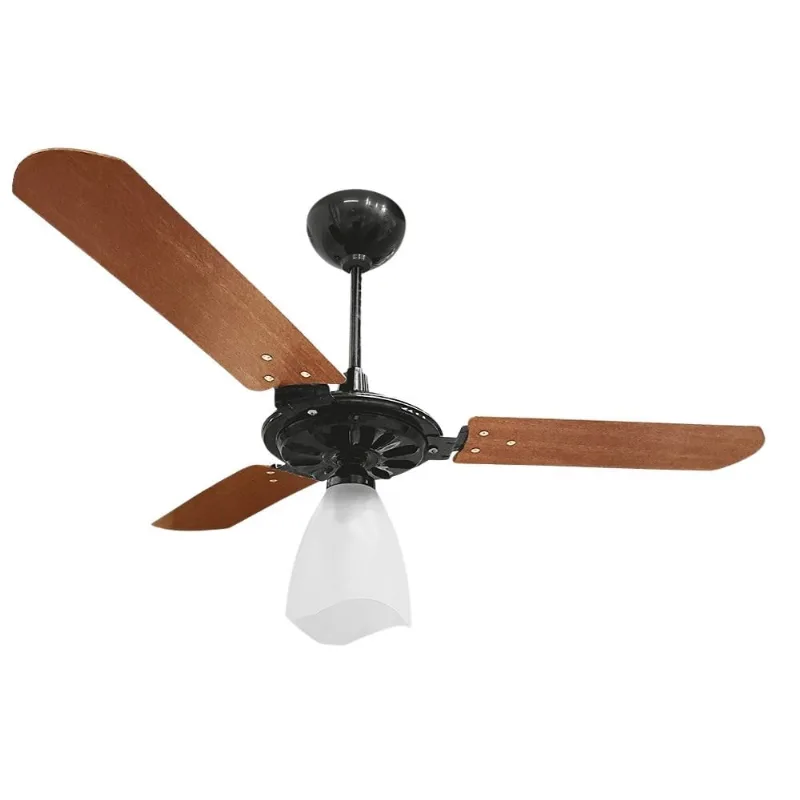 Ventilador de Teto Yris MDF 1 Lâmpada Controle Parede Ventex Ventilador de Teto Yris Preto e mogno 1 Lâmpada Controle Parede 127V