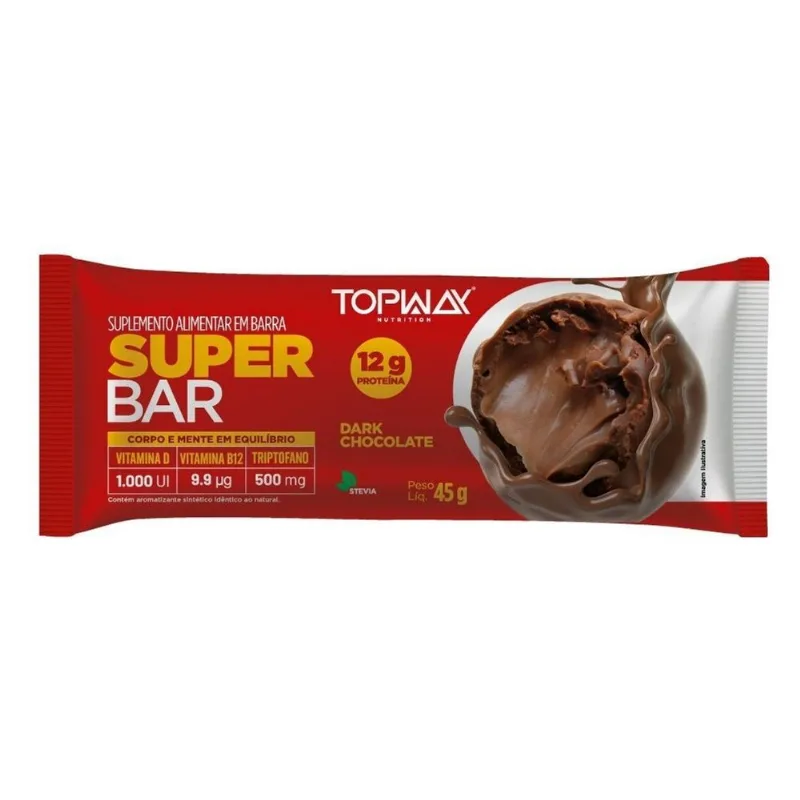 Barra de Proteína Topway Super Bar 12g de Proteína Dark Chocolate 45g