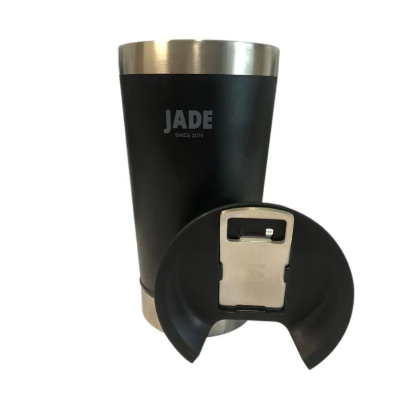 Copo Térmico Jade Estilo Stanley Inox Com Tampa 473Ml Preto