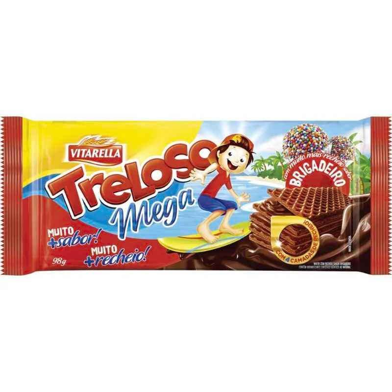 Biscoito Wafer Mega Treloso Vitarella Brigadeiro 98g