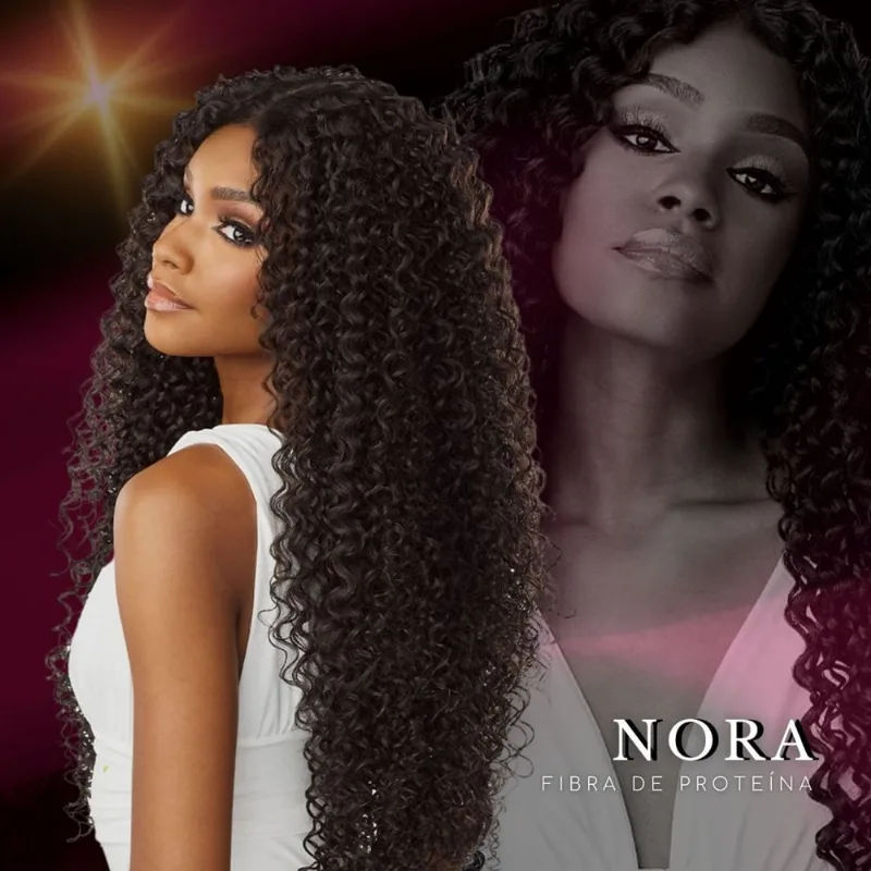 Cabelo Orgânico Bio Vegetal Modelo Nora Fibra de Proteína Crochet Braid Ser Mulher 75cm 300g