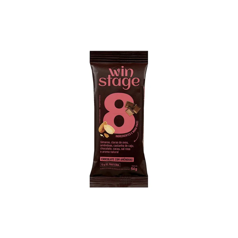 Barra De Proteína Chocolate E Amêndoas Winstage 54g - Não Informado