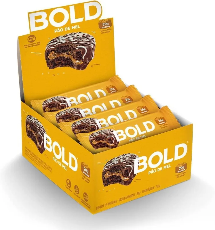 Barras Proteína Bold Sabor Pão De Mel Caixa 12 Unid 60g - Não Informado