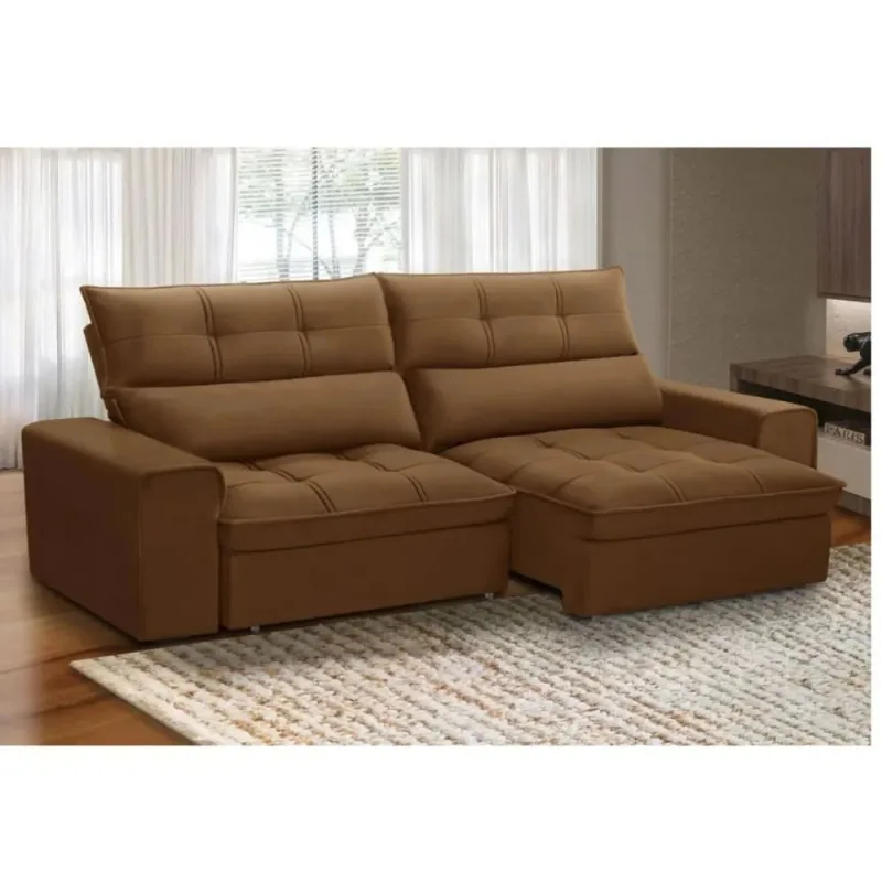 Sofá Retrátil e Reclinável 3 Lugares 210cm Ferguile Lotus | Terracota