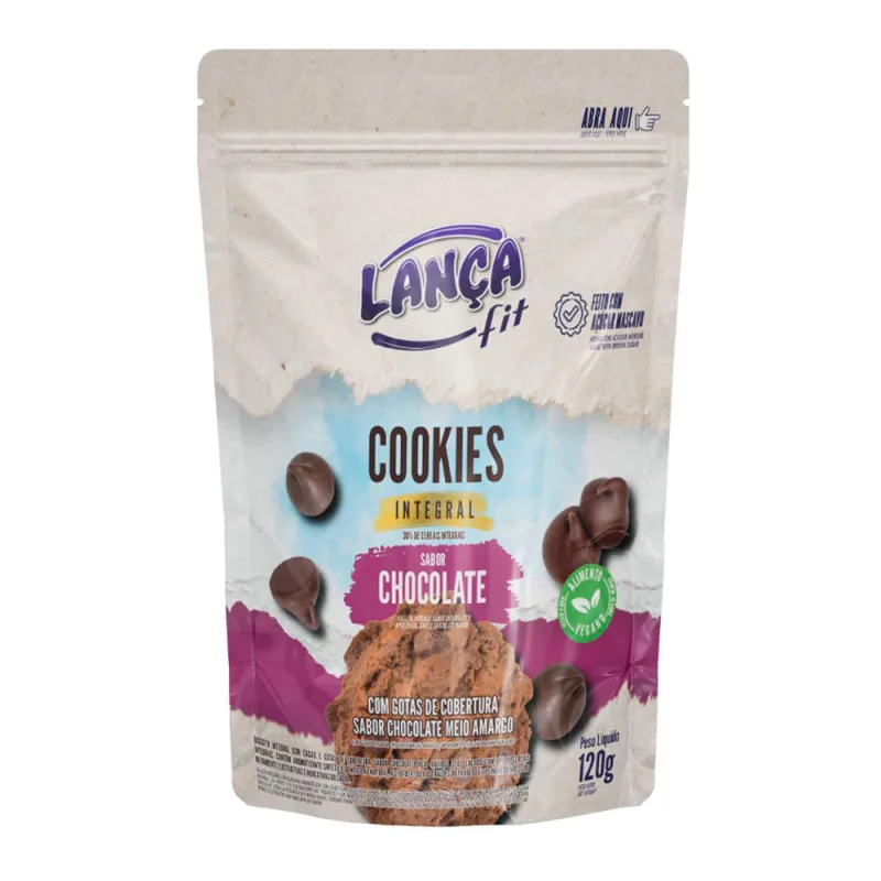 Cookies Integral Lança Fit Chocolate Com Gotas De Cobertura Sabor Chocolate Meio Amargo 120g Lança Fit - Não Informado