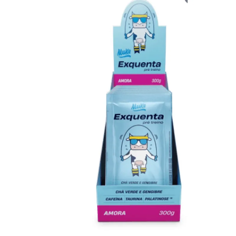 Muke exquenta pré treino sabor amora caixa com 15 unidades de 20g - Mais Mu
