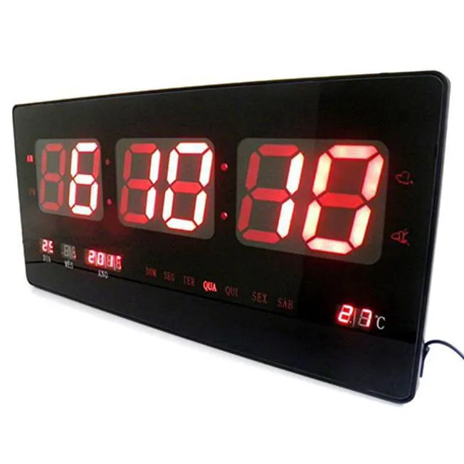 Relógio Parede Digital Led Alarme Data Termômetro Calendário - Não Disponível