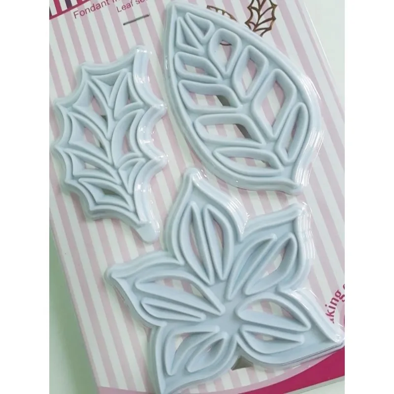 Kit Cortador Marcador Folhas Variadas Para Confeitaria