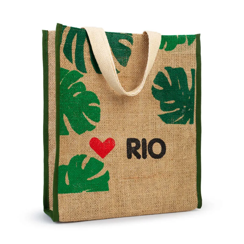 Sacola Folhas Amo Rio com Juta da Amazônia Sacola Folhas Amo Rio com Juta Amazônia