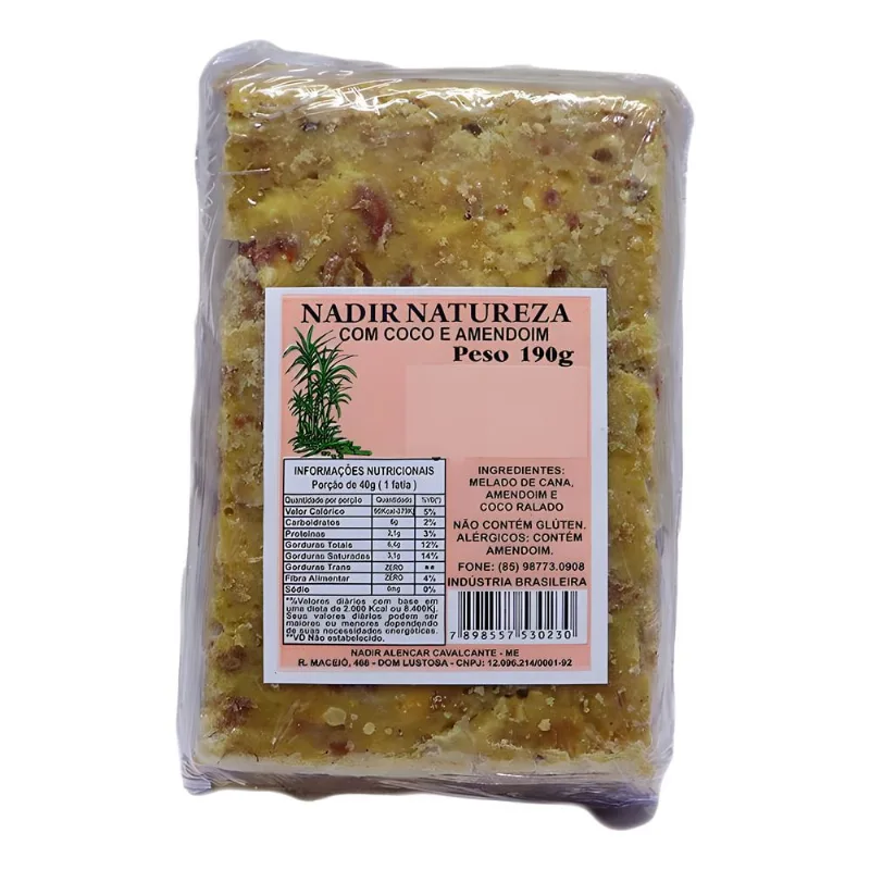 Rapadura Nadir Natureza Coco/Amêndoa 190g