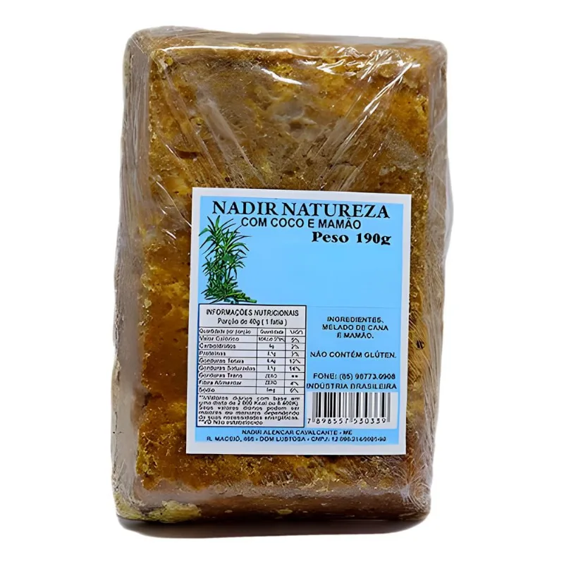 Rapadura Nadir Natureza Coco/Mamão 190g