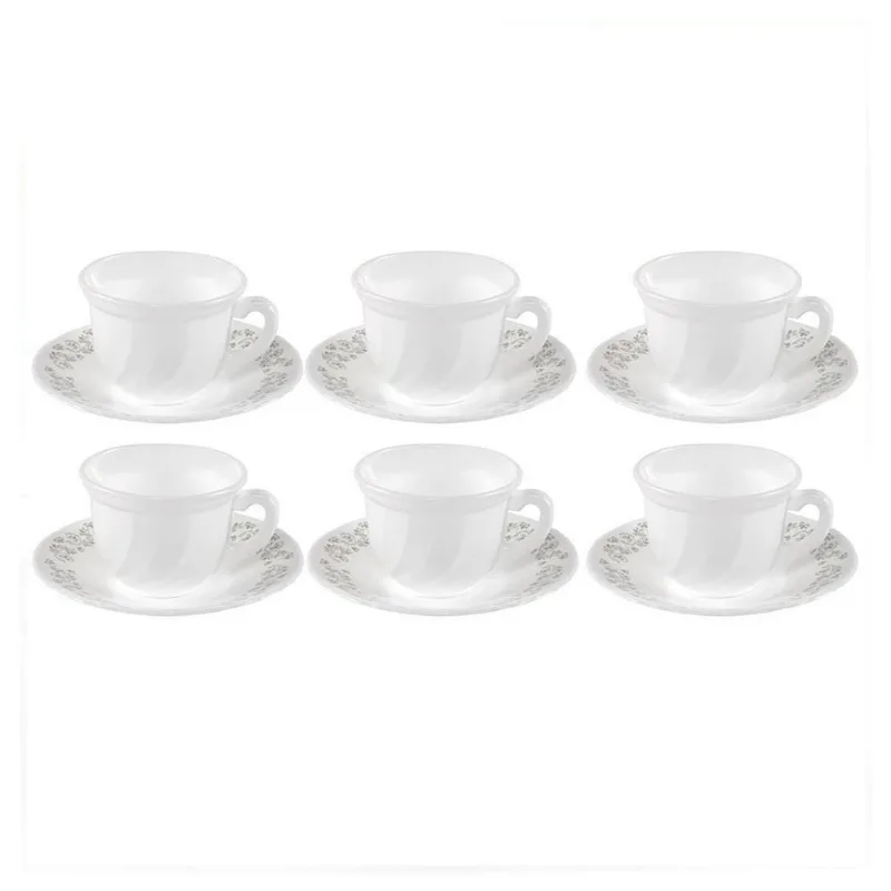 Jogo de Xícaras com Pires Opaline Milano 190Ml Havan Casa 12 pçs - Branco