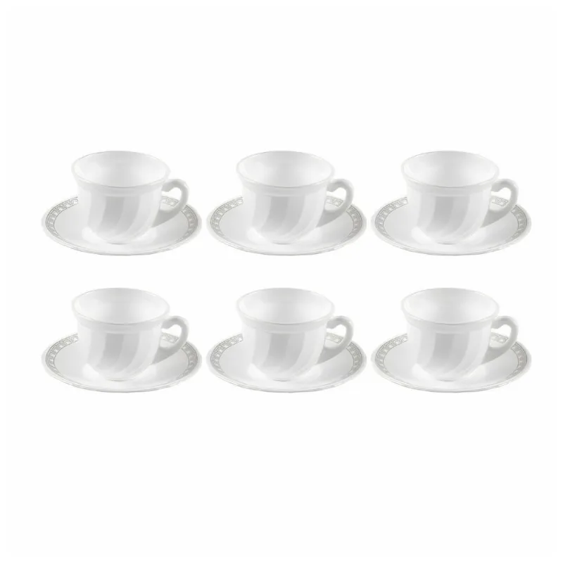 Jogo de Xícaras com Pires Opaline Paris 190Ml Havan Casa 12 pçs - Branco