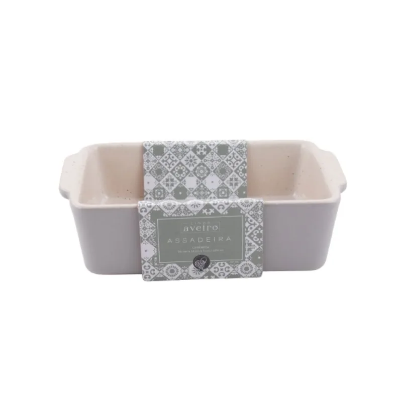 Travessa Retangular Cerâmica 500ml 5x13x20cm Aveiro Cinza