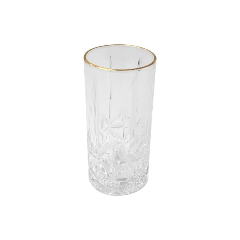Copo Long Drink Com Filete Dourado Flower Havan Casa - 340ml
