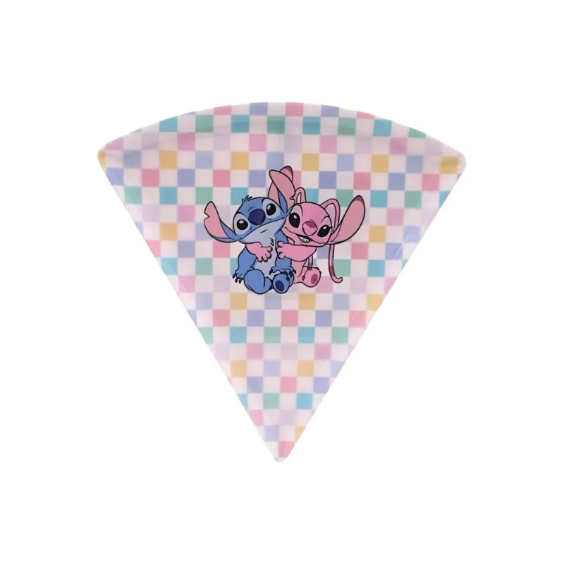 Prato Pizza Melamina Disney 22Cm - Stitch e Angel