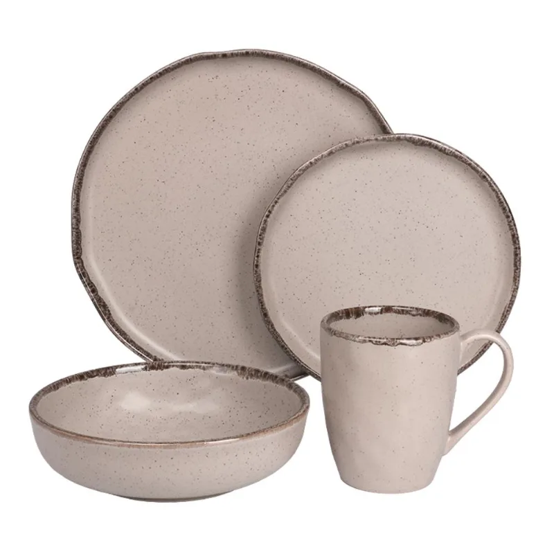 Aparelho de Jantar 16 Peças Cerâmica Taupe Hasiera ST77378