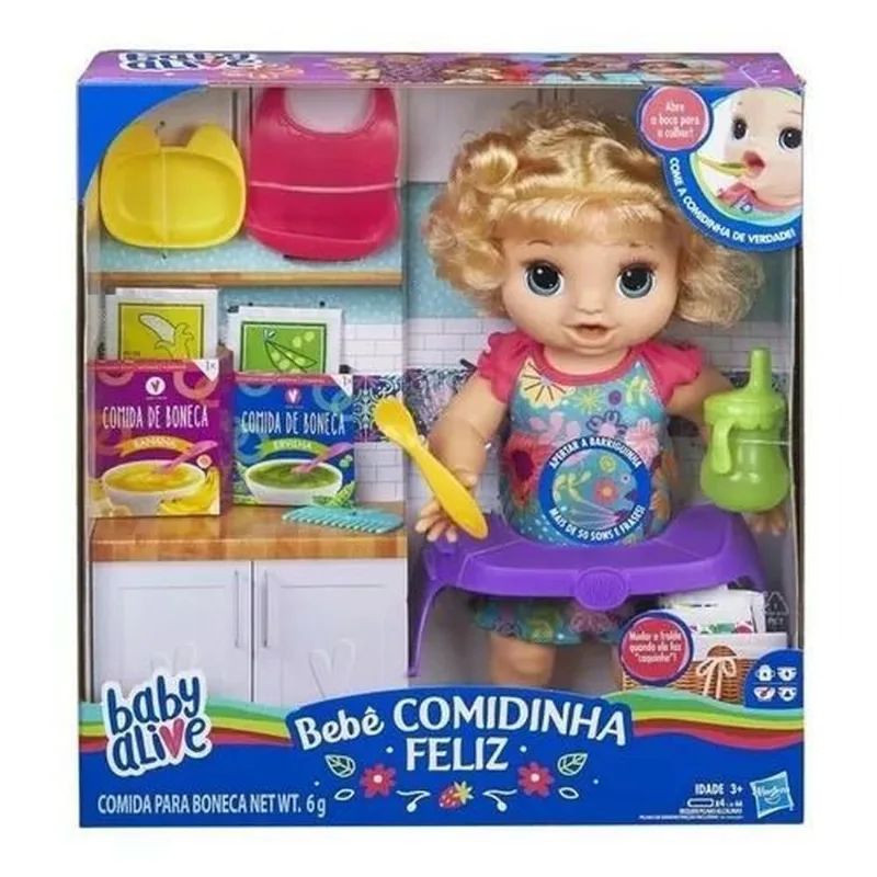 Baby Alive Bebê Faminta Loira Comidinha Feliz Fala Português