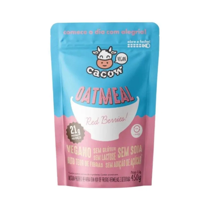 Aveia Proteica com Frutas Vermelhas Vegana Oatmel Cacow 450g