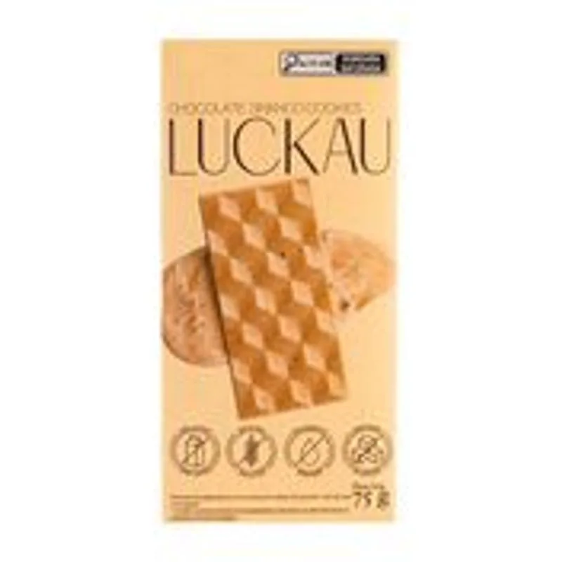 Chocolate Branco Com Cookies Sem Açúcar Luckau 75g - Não Informado