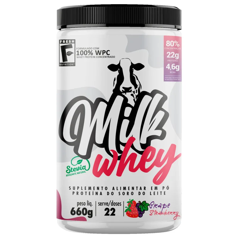 Milk Whey Morango com Uva Fresh Nutrition 660g - Fresh Nutrition