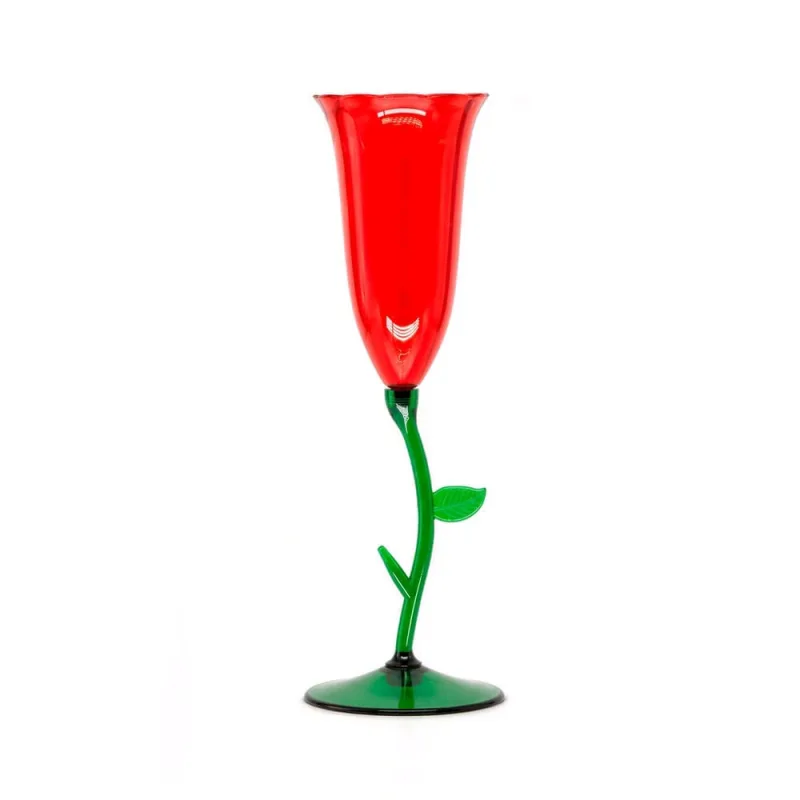 Taça Champagne Floréale Glass Fetély 90ml Green & Red 4un - Zahav