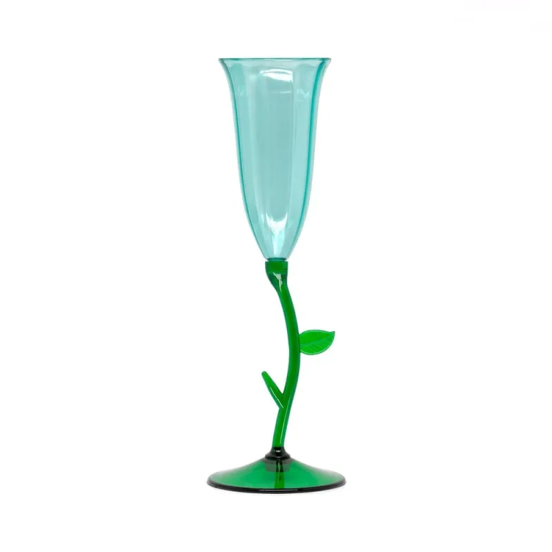 Jogo 4 Taças Champagne Floréale Glass Fetély 90ml Green Blue - Zahav