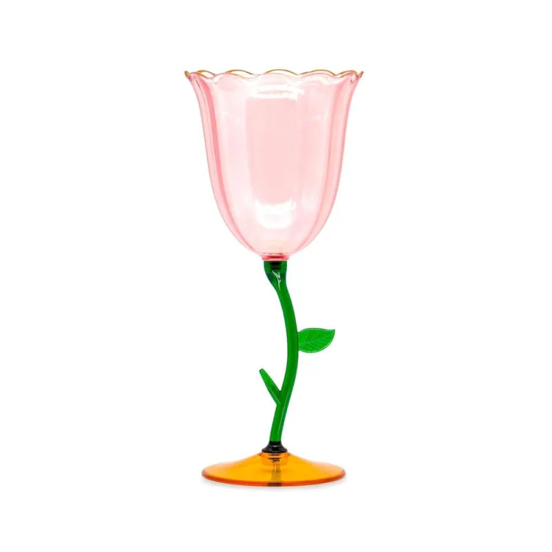 Taça Vinho Fetély Floréale Glass 265ml Pink & Gold 4un - Zahav