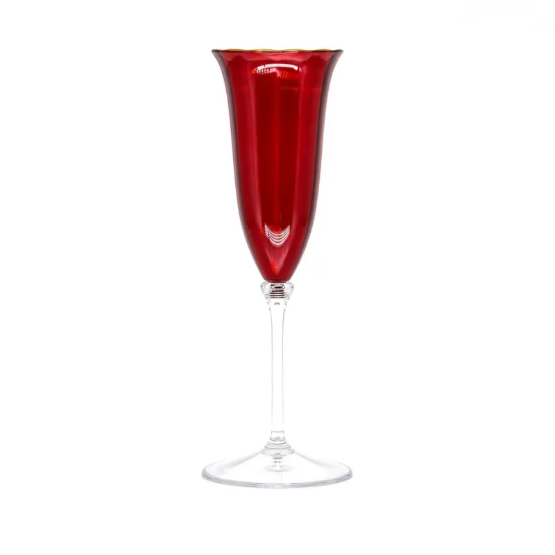 Taça Champagne Lineare Glass Fetély 90ml Bordo Gold 4un - Zahav