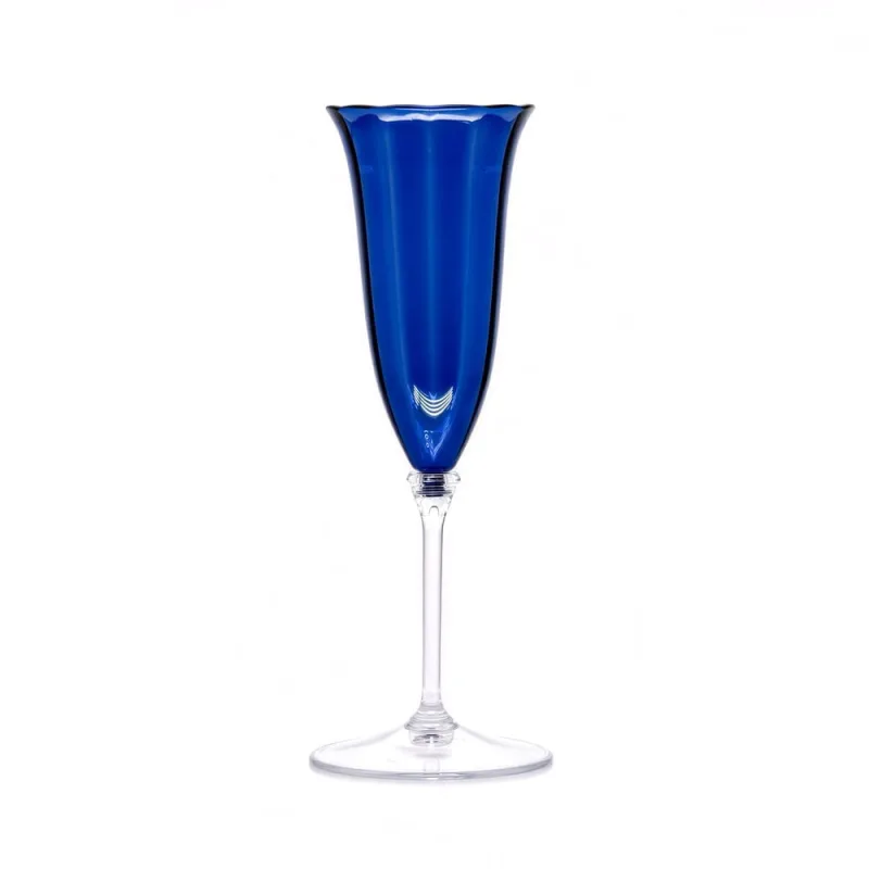 Taças Champagne Lineare Glass Fetély 90ml 4un Blue & Gold - Zahav