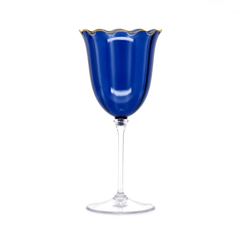 Taças Vinho Lineare Glass Fetély 260ml Blue & Gold 4un - Zahav