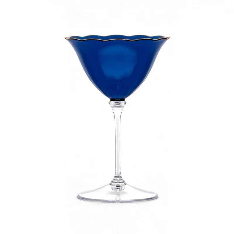 Jogo 4 Taças Martini Lineare Glass Fetély Azul Dourado 150ml - Zahav