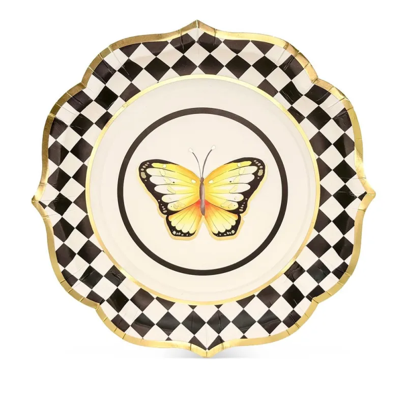 Prato Raso Butterfly Fetély B&W 28cm 6 Unidades - Zahav