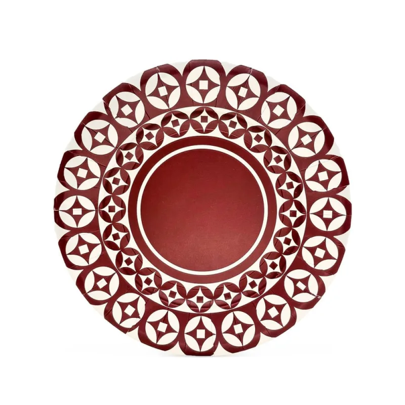 Prato Raso Mosaïque Fetély 29cm Bordeaux 6 Unidades - Zahav