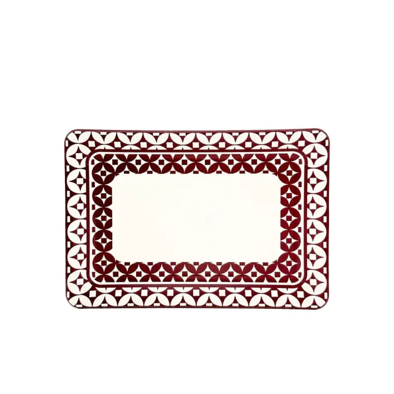 Travessa Retangular Mosaïque Fetély 30cm Bordeaux 4un - Zahav