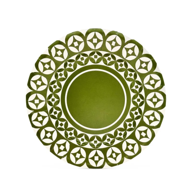 Jogo 6 Pratos Rasos Mosaïque Fetély Vert Mousse 29cm - Zahav