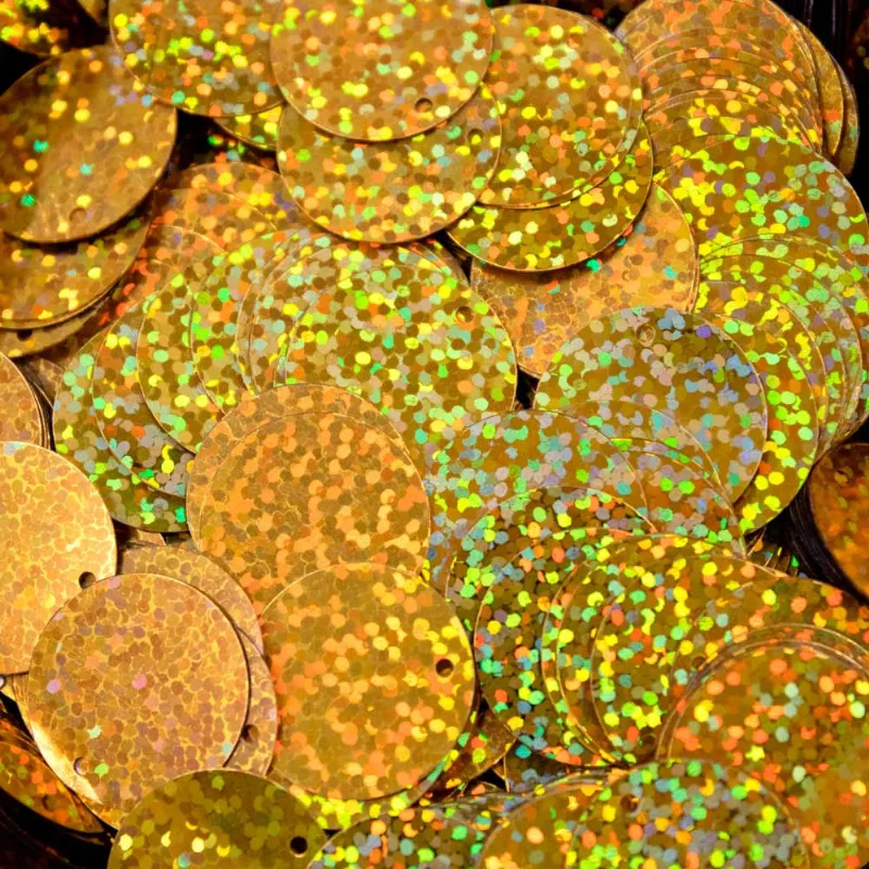 Paete Com Furo 20Mm Em Pvc Com 500G 837 - Dourado Holográfico
