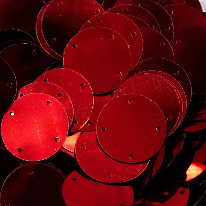 LANTEJOULA COM 4 FUROS 25MM EM PVC COM 500G 201 - Vermelho