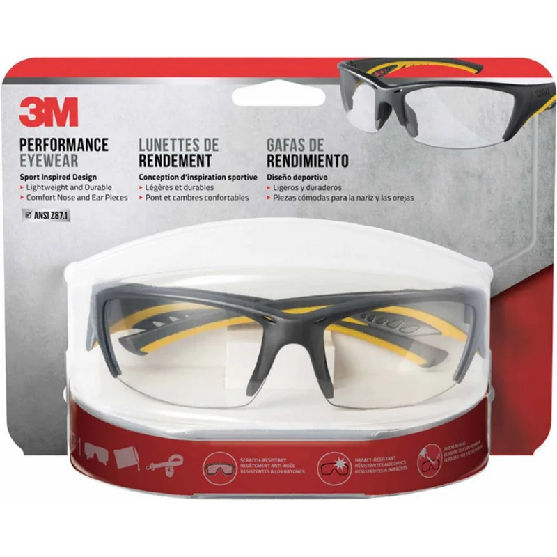 Óculos De Segurança 3M, Antiembaçante, Resistente A Impactos, Lente Transparente