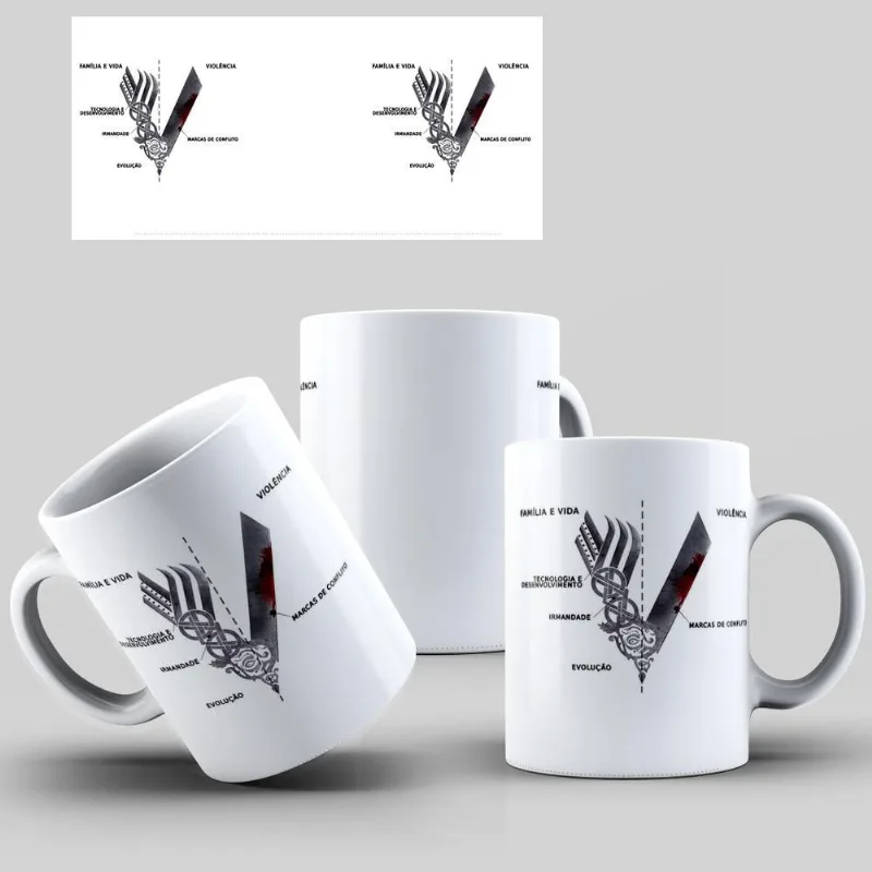 Caneca De Porcelana Vikings Simbologia